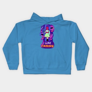 I Want Candy (Devil Girl with Knife) Kids Hoodie